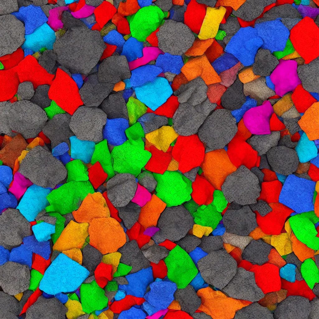 Prompt: a texture of colorful recycled plastic texture, sustainable materials, texture for 3 d, pet, hdpe, ldpe, pp, ps, pvc, pbr, pbr texture, cg, 3 d, rendering, unreal engine