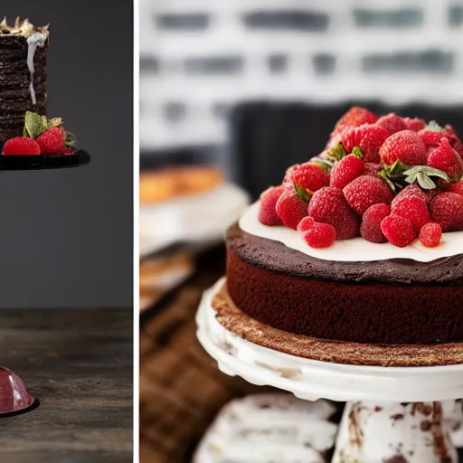 Prompt: an award winning photo of a delicious cake made from bat meat, promotional photo