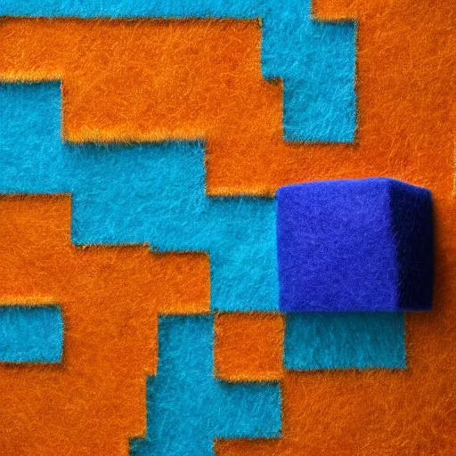 Image similar to “ 8 k hd photograph of a cube made of felt, highly textured ”