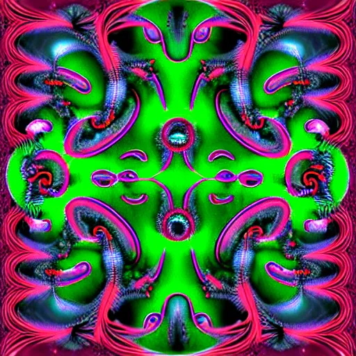 Prompt: recursive fractal nightmare never ending machine elves