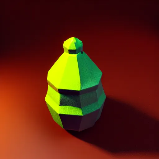 Image similar to isometric 3 d hand grenade, low poly, soft render, handpaint texture, blender, 3 dcoat