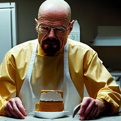 Image similar to Walter white baking a cake