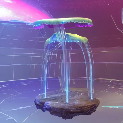 Image similar to the jellyfish stool by guardians of the Galaxy, elysium, star citizen