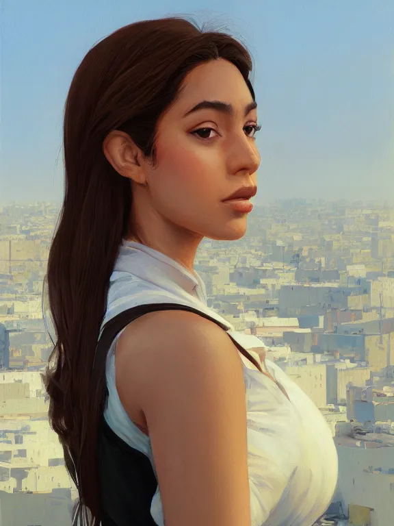Image similar to an ultradetailed beautiful portrait painting of a mexican girl as a journalist, side view, oil painting, high resolution, by ilya kuvshinov, greg rutkowski and makoto shinkai
