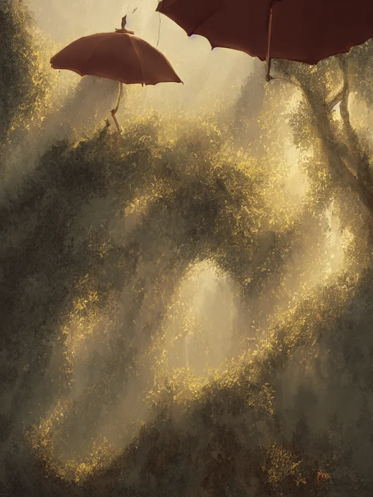 Image similar to under the umbrella, by disney concept artists, blunt borders, golden ratio, beautiful light