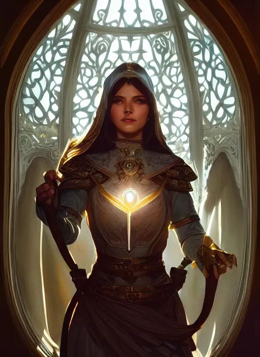 Prompt: perfectly - centered - portrait of a beautiful templar lady, light comes from the window, intricate, highly detailed, digital painting, artstation, concept art, smooth, sharp focus, illustration, unreal engine 5, 8 k, art by artgerm and greg rutkowski and alphonse mucha