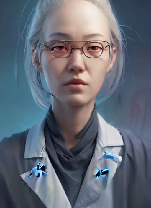 Image similar to character concept art of a dystopian doctor, key visual, realistic shaded perfect face, fine details, dystopian environment and background, by stanley artgerm lau, wlop, rossdraws, james jean, andrei riabovitchev, marc simonetti, and sakimichan, trending on artstation