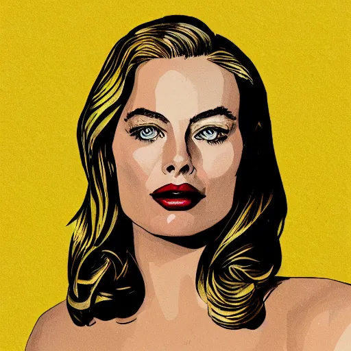 Image similar to An illustration of margot robbie by andre ducci