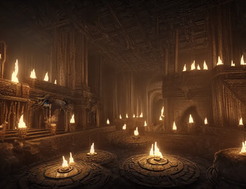 Prompt: a curly group of old sages burning candles, standing leagues taller than the villages below, intricate, ultra detailed, unreal engine, hr giger style, wide - angle lens, sharp focus, illustration, 8 k