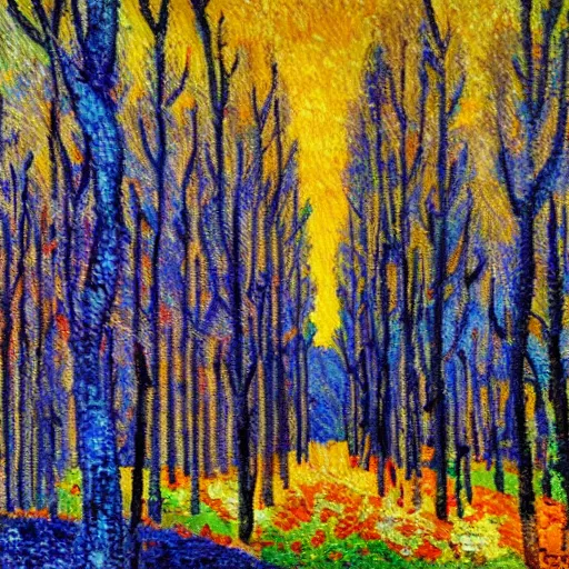 Image similar to Post impressionism forest at the end of the world
