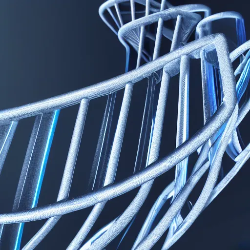 Image similar to DNA helix, blue and grey, studio light, octane render, soft filter