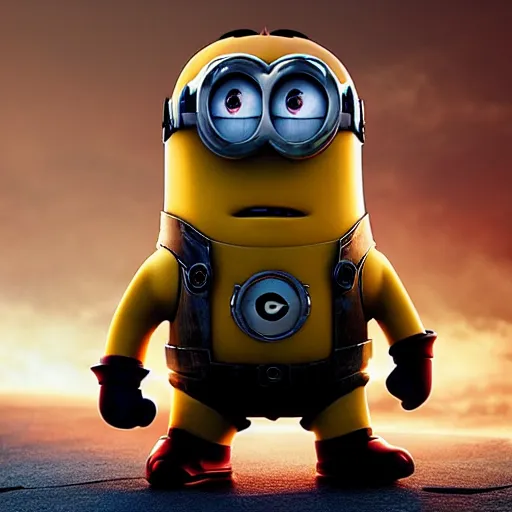 Image similar to “minion iron man, UHD, hyperrealistic render”