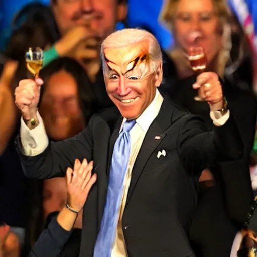 Prompt: joe biden partying like a rock star.