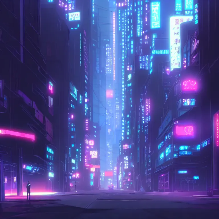 Prompt: city hightway in the atmospheric cyberpunk anime film, gouache matte background painting, neon noir, at night with lights, by makoto shinkai, in the anime series ergo proxy, beautiful specular edge highlights and rim lighting