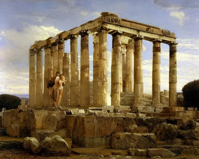 Image similar to the temple of zeus by lawrence alma - tadema,