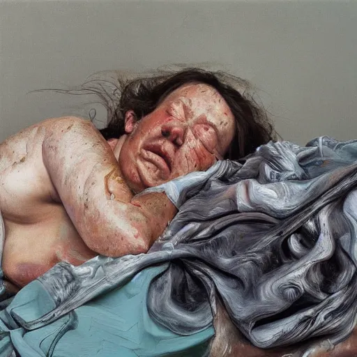 Prompt: high quality high detail painting by lucian freud and jenny saville, hd, slap, turquoise