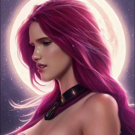 Image similar to ultra realistic illustration, bella thorne as starfire anime, intricate, elegant, highly detailed, digital painting, artstation, concept art, smooth, sharp focus, illustration, art by artgerm and greg rutkowski and alphonse mucha and wlop