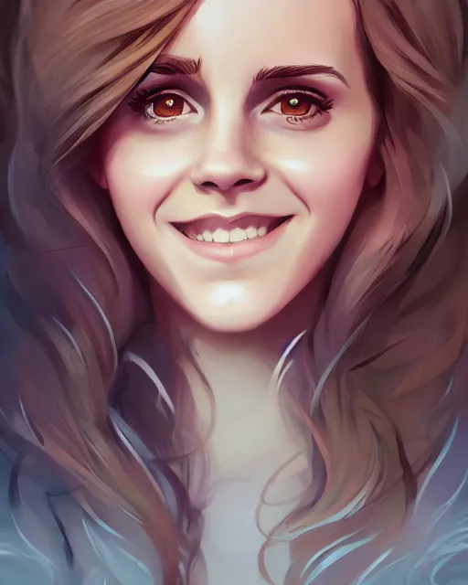 Image similar to beautiful full body Emma Watson smiling, art by lois van baarle and loish and ross tran and rossdraws and sam yang and samdoesarts and artgerm, digital art, highly detailed, intricate, sharp focus, Trending on Artstation HQ, deviantart, unreal engine 5, 4K UHD image