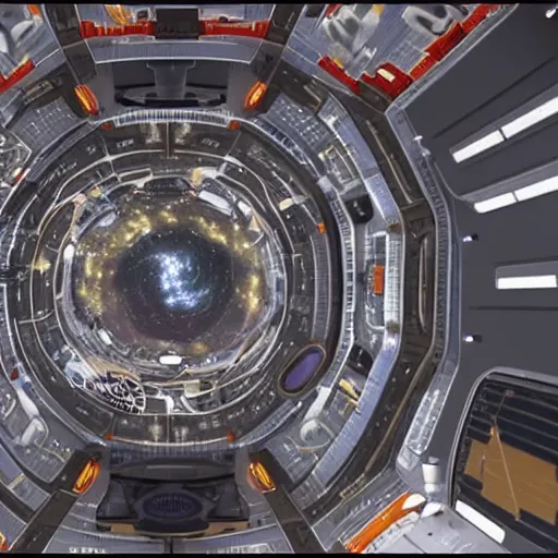 Image similar to a cinematic view of the inside of an orbital space habitat