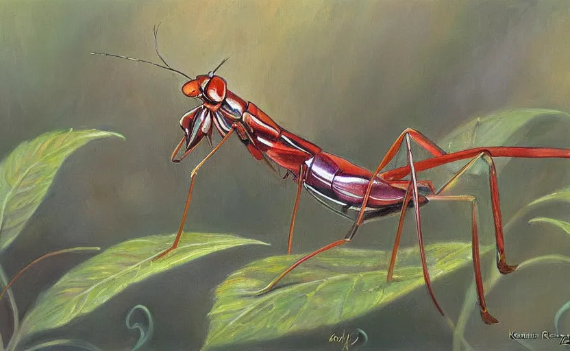 Image similar to Insect Alchemy mantis. By Konstantin Razumov, highly detailded