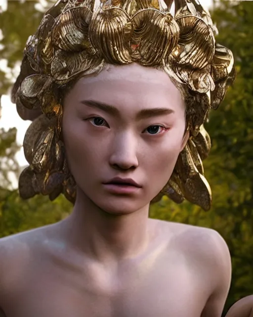 Image similar to justin sun as a god aphrodite, weta hyperrealism cinematic lighting and composition