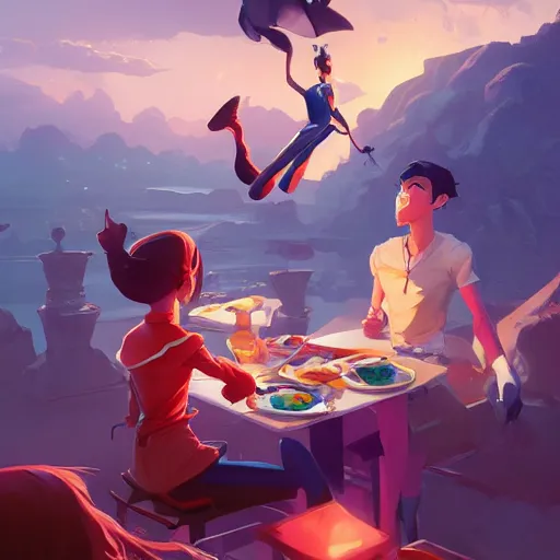 Image similar to hero world breakfast at tiffany's, behance hd by jesper ejsing, by rhads, makoto shinkai and lois van baarle, ilya kuvshinov, rossdraws global illumination