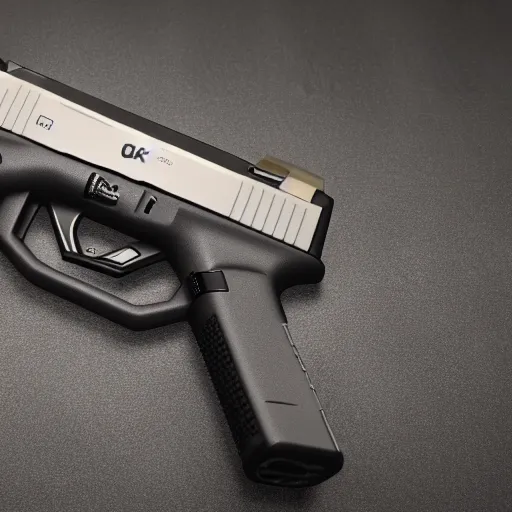 Image similar to A medium shot Octane render of a Glock 18, 4k, ultra HD