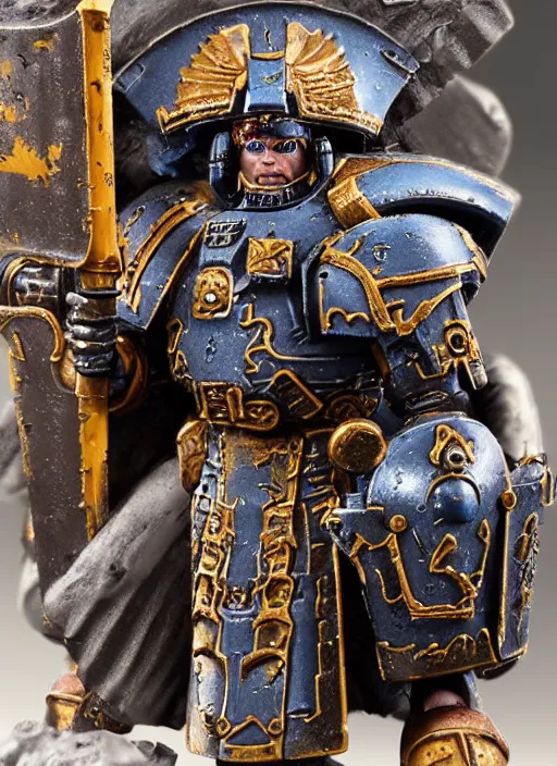 Image similar to 8 0 mm resin detailed miniature of a warhammer 4 0 k space marine roman phalanx, product introduction photos, 4 k, full body,