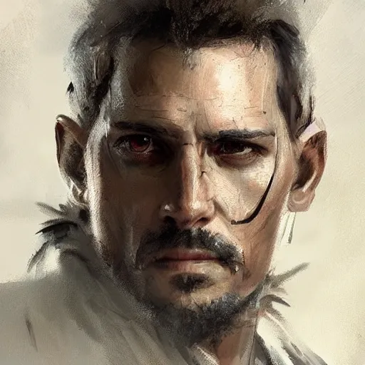 Prompt: Portrait of a man by Greg Rutkowski, he is about 40 years old, english pirate features, attractive, military composure, short brown hair, chilean, father image vibes, he is wearing futuristic military fatigues, highly detailed portrait, digital painting, artstation, concept art, smooth, sharp foccus ilustration, Artstation HQ.