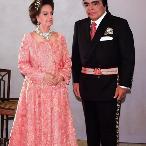 Prompt: Reina Isabel II conoce a Juan Gabriel