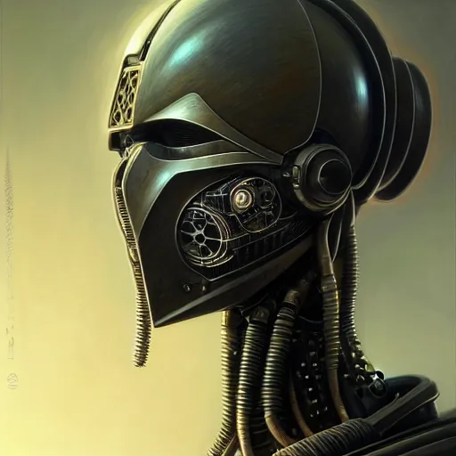 Image similar to low angle shot of a cyberpunk gazmask robot character, intricate, elegant, highly detailed, centered, digital painting, artstation, concept art, smooth, sharp focus, illustration, artgerm, Tomasz Alen Kopera, Peter Mohrbacher, donato giancola, Joseph Christian Leyendecker, WLOP, Boris Vallejo