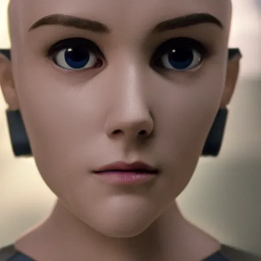 Prompt: headshot of humanoid robot from ex machina, cinematic angle, cinematic lighting, detailed, elegant