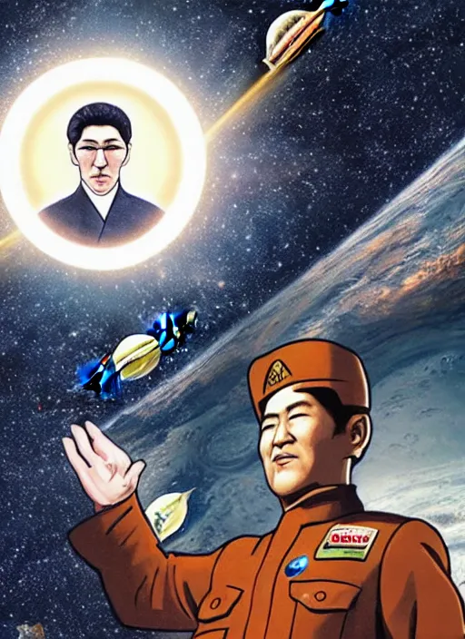 Image similar to supreme leader in space worshiped by merchantman