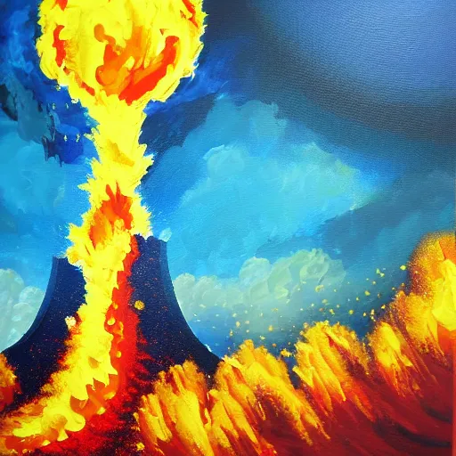 Image similar to nuclear explosion acrylic painting