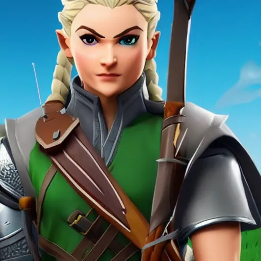 Image similar to legolas in fortnite, character render, full body shot, highly detailed, in game render