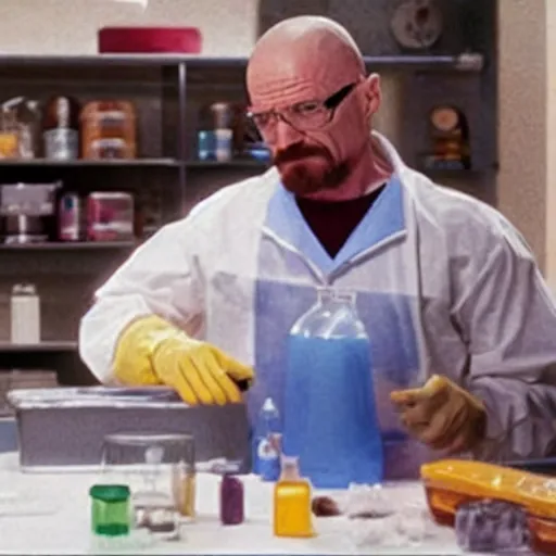 Prompt: walter white making meth from kirby