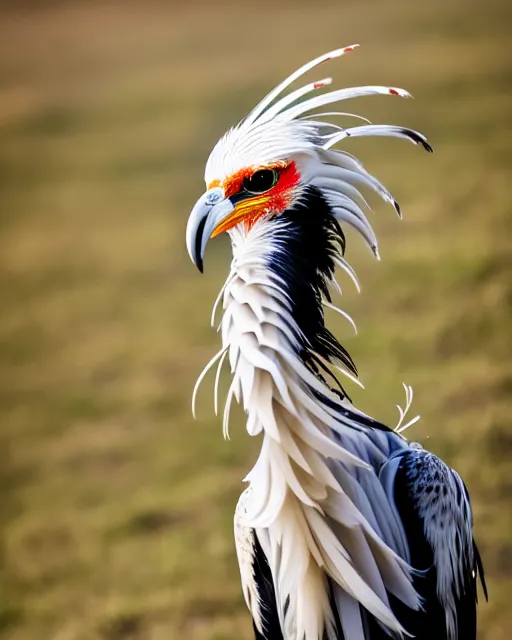 Image similar to closeup picture of secretary bird in savannah, captured on iphone, dlsr, photography