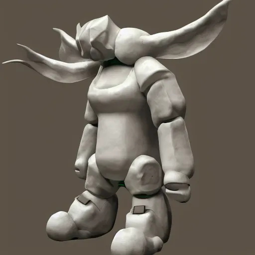 Prompt: snow golem - 3 d render - blender render - long horns - front view