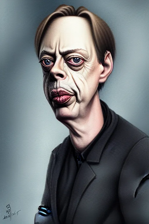 Image similar to beautiful portrait half steve buscemi wearing sourdough bread, by greg rutkowski