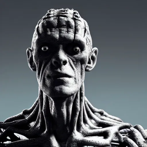 Image similar to a frankenstein monster made out of mechanical parts, 8 k, shallow depth of field, 8 k, ultra high detail, concept art,