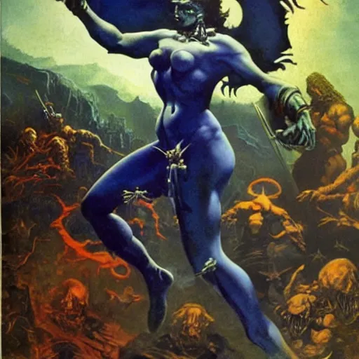 Prompt: azure dusk poison is the cure lie covenant eerie intercession, in the style of Frank Frazetta, Jeff Easley, Caravaggio, extremely clear faces coherent, clear lines, 8K revolution