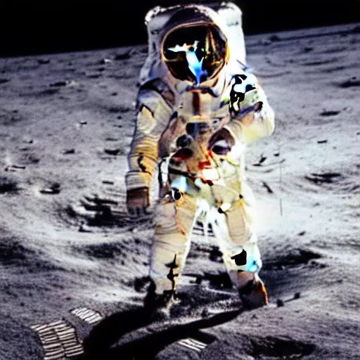 Prompt: Neil Armstrong made first extraterrestrial contact in the moon in the 70s, moments that made history, The Times, defining image, award-winning photography