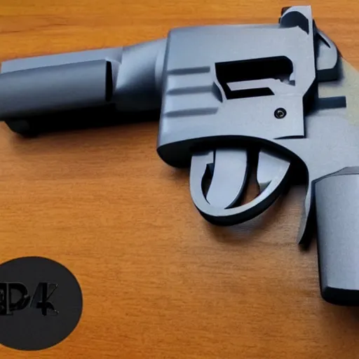 Image similar to a 3 d printed, futuristic revolver that takes glock mags. 4 k, shot on an iphone 1 2.