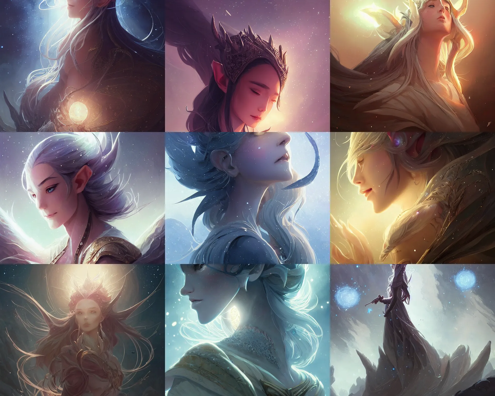 Prompt: elven constellation form, magnificent, close up, details, sharp focus, elegant, highly detailed, illustration, by Jordan Grimmer and greg rutkowski and PiNe(パイネ) and 薯子Imoko and 香川悠作 and wlop and maya takamura, intricate, beautiful, Trending artstation, pixiv, digital Art