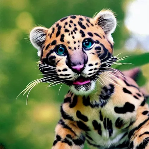 Image similar to cute teenage anthropomorphic clouded leopard wearing a form - fitting space suit