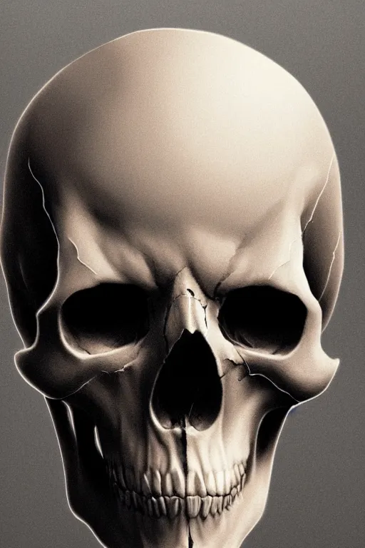 Image similar to skull, close - up portrait, powerful, intricate, elegant, volumetric lighting, scenery, digital painting, highly detailed, artstation, sharp focus, illustration, concept art