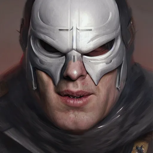 Image similar to Boris Johnson as Punisher, armor plate, realistic portrait, symmetrical, highly detailed, digital painting, artstation, concept art, smooth, sharp focus, illustration, cinematic lighting, art by artgerm and greg rutkowski and alphonse mucha