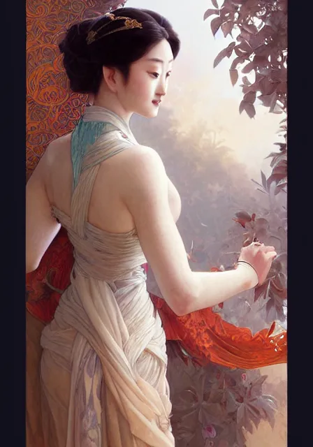 Prompt: asian sansa, intricate, elegant, highly detailed, digital painting, artstation, concept art, smooth, sharp focus, illustration, art by artgerm and greg rutkowski and alphonse mucha and william - adolphe bouguereau