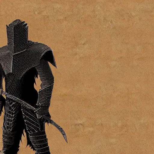 Image similar to a highly detailed digital art of a man wearing a epic shadow armor