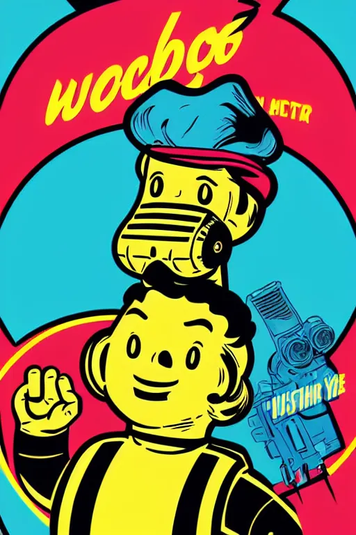 Image similar to fallout 7 6 retro futurist illustration art by butcher billy, sticker, colorful, illustration, highly detailed, simple, smooth and clean vector curves, no jagged lines, vector art, smooth andy warhol style